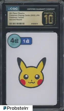 2025 Pokemon JPN Taruka Playing Card Second Round 4th Pl Pikachu CGC 10 PRISTINE - Image 1