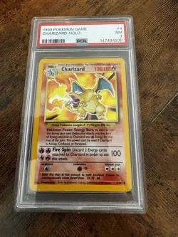 Pokemon Charizard Base Set Holo Rare PSA 7 4/102 1999 English Dragon Card - Image 1