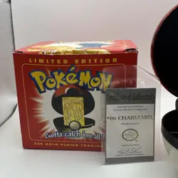 1999 Pokemon Charizard #6 23K Gold Plated Card Burger King Pokeball w/ COA & Box - Image 2