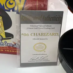 1999 Pokemon Charizard #6 23K Gold Plated Card Burger King Pokeball w/ COA & Box - Image 5