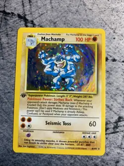 Pokemon 1995 1st Edition Machamp Ultra Rare Card 8/102 MP/LP Condition - Image 1