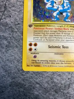 Pokemon 1995 1st Edition Machamp Ultra Rare Card 8/102 MP/LP Condition - Image 3