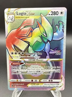 Pokemon TCG Lugia Vstar Secret Rare Rainbow Foil Silver Tempest NM/M Card - Image 1