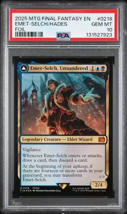2025 MTG FINAL FANTASY FOIL EMET-SELCH, UNSUNDERED/HADES, SORCERER OF ELD PSA 10 - Image 1