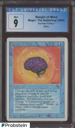 1994 MTG Magic The Gathering Revised Edition Sleight of Mind Rare CCG 9 MINT - Image 1