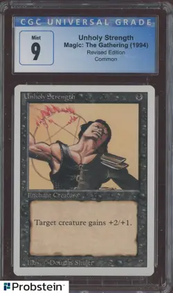 1994 MTG Magic The Gathering Revised Edition Unholy Strength CCG 9 MINT - Image 1