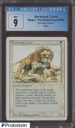 1994 MTG Magic The Gathering Revised Edition Savannah Lions Rare CCG 9 MINT - Image 1
