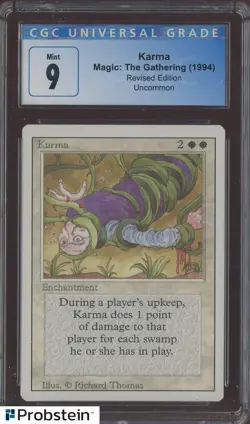 1994 MTG Magic The Gathering Revised Edition Karma CCG 9 MINT - Image 1