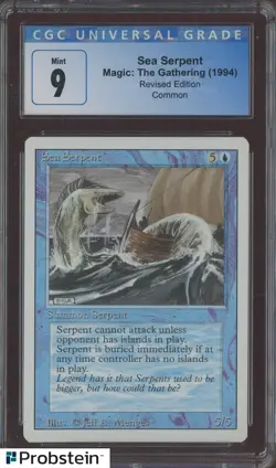 1994 MTG Magic The Gathering Revised Edition Sea Serpent CCG 9 MINT - Image 1