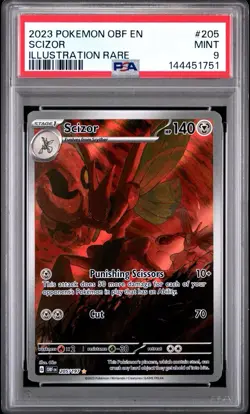 Scizor 205/197 Illustration Rare Pokemon Obf En-Obsidian Flames 2023 PSA 9 NM-MT - Image 1