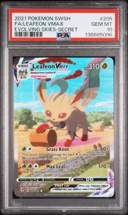 Pokemon PSA 10 Gem Mint Evolving Skies Alt Art Leafeon VMAX 205/203 - Image 1