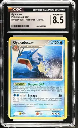 CGC 8.5 Gyarados 2007 Mysterious Treasures 26/123 Pokemon Card - Image 1