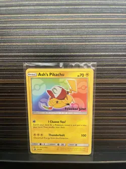 NM-Mint Ash's Pikachu - SM108 - Promo - SM Black Star Promo Pokemon SM Promos - Image 1