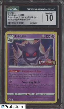 2022 Pokemon BSP Lost Origin Pre-Release #SWSH241 Gengar CGC 10 GEM MINT - Image 1