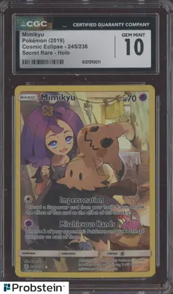 2019 Pokemon Cosmic Eclipse Secret Rare #245 Mimikyu CGC 10 GEM MINT - Image 1