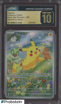 2024 Pokemon BSP Adventure Chest #088 Pikachu CGC 10 PRISTINE - Image 1