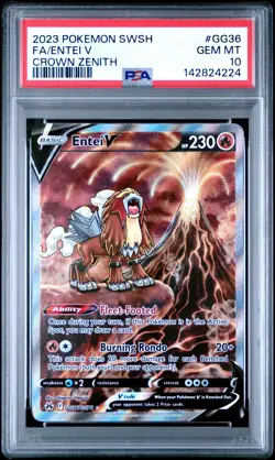 2023 POKEMON SWORD & SHIELD CROWN ZENITH #GG36 FULL ART/ENTEI V PSA 10 - Image 1
