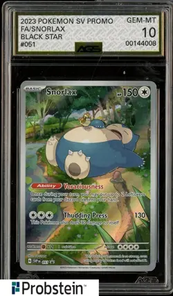 2023 Pokemon SV Promo Black Star #051 FA/ Snorlax AGS 10 GEM MINT - Image 1