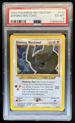 2002 Pokemon Neo Destiny Shining Noctowl Holo #110/105 PSA 6 - Image 1