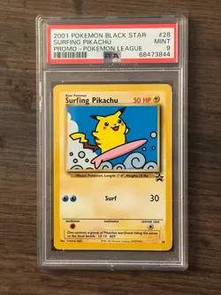 Pokemon League Black Star Surfing Pikachu Promo #28 PSA9 Cert # 68473844 - Image 3
