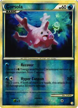 Pokemon TCG Corsola 37/123 Uncommon Heart & Gold Reverse Holo HP - Image 1