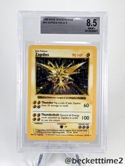 1999 POKEMON SHADOWLESS ZAPDOS HOLO 16/102 BGS 8.5 - Image 1