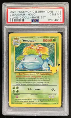 2021 Pokemon SWSH Celebrations Venusaur Classic Collection #15/102 PSA 10 - Image 1