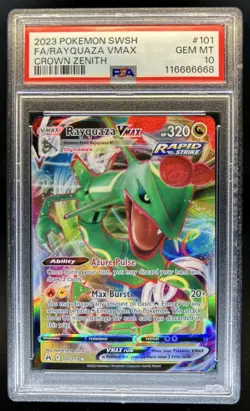 2023 Pokemon SWSH Crown Zenith Rayquaza VMAX #101/159 PSA 10 GEM MINT - Image 1