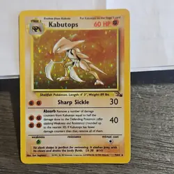 Pokemon Kabutops Fossil Holo Rare 9/62 1999 60 HP Sharp Sickle Unlimited - Image 1