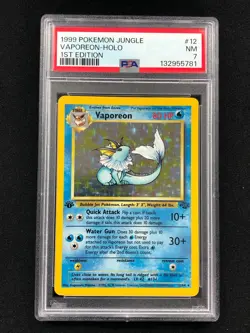 Pokemon 1999 Vaporeon 1st Holo Jungle 12/64 PSA 7 - Image 1