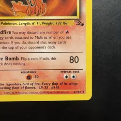 Pokemon Vintage Non-Holo Rare Moltres Fossil 27/62 WotC 1999 - Image 4