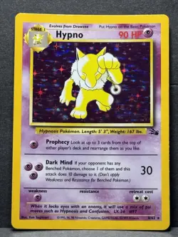 Pokemon TCG Hypno 8/62 Fossil Holo Unlimited Holo Rare LP - Image 1