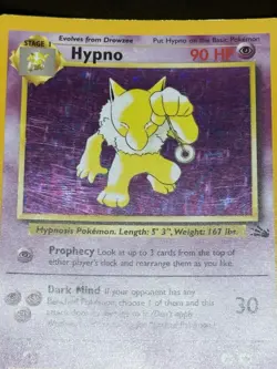 Pokemon TCG Hypno 8/62 Fossil Holo Unlimited Holo Rare LP - Image 3