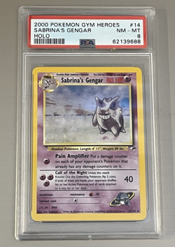 2000 Pokemon Sabrina’s Gengar Gym Heroes Unlimited Holo #14 PSA 8 NM-MT - Image 1