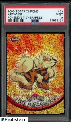2000 Topps Chromoe Pokemon TV Sparkle #59 Arcanine PSA 9 MINT - Image 1