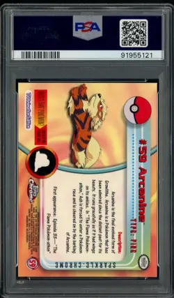 2000 Topps Chromoe Pokemon TV Sparkle #59 Arcanine PSA 9 MINT - Image 2