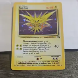 Pokemon Zapdos Fossil Holo Rare 15/62 1999 80 HP Thunderstorm Basic Unlimited - Image 1