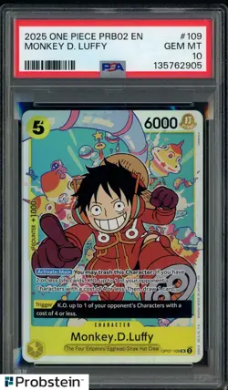 2025 One Piece PRB02 EN #109 Monkey D Luffy PSA 10 GEM MINT - Image 1