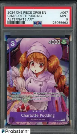 2024 One Piece OP08 EN Alternate Art #067 Charlotte Pudding PSA 9 MINT - Image 1