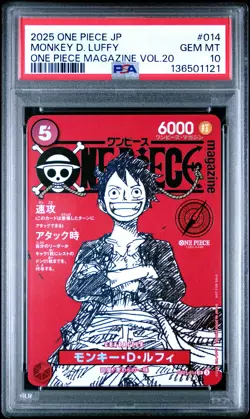 2025 ONE PIECE JPN PROMOS ONE PIECE MAGAZINE VOL.20 #014 MONKEY D. LUFFY PSA 10 - Image 1