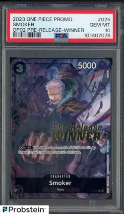 2023 One Piece Promo OP02 Pre-Release Winner #025 Smoker PSA 10 GEM MINT - Image 1