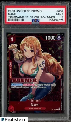 2023 One Piece Promo Tournament Vol 3 Winner #007 Nami PSA 9 MINT - Image 1