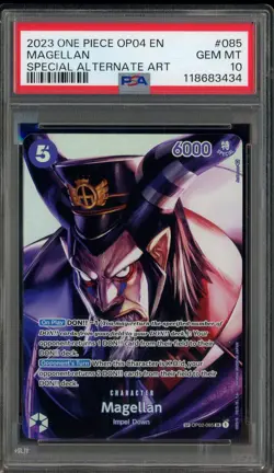 2023 One Piece OP04 EN #085 Magellan Special Alternate Art PSA 10 GEM MINT - Image 1