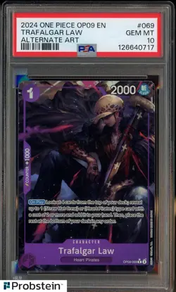 2024 One Piece OP09 EN #069 Trafalgar Law Alternate Art PSA 10 GEM MINT - Image 1
