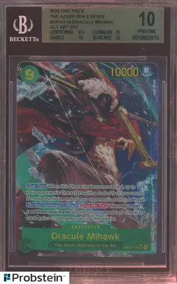 2026 One Piece The Azure of Sea's Seven OP14119 Dracule Mihawk Alt Art BGS 10 - Image 1