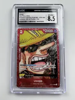 One Piece CCG Usopp Premium Coll. Film Red Alt Art ST01-002 CGC 8.5 Near Mint - Image 1