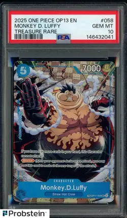 2025 One Piece OP12 EN #058 Monkey D. Luffy Treasure Rare PSA 10 GEM MINT - Image 1