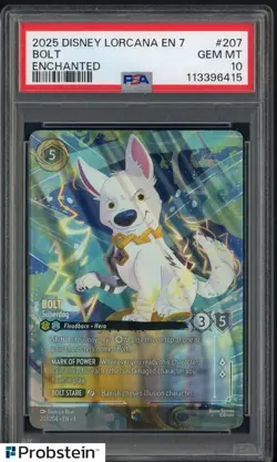 2025 Disney Lorcana EN 7 Enchanted #207 Bolt PSA 10 GEM MINT - Image 1
