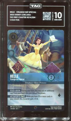 Disney Lorcana Belle Strange But Special Enchanted Graded Tag 10 Gem Mint #214 - Image 3
