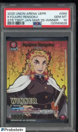 2025 Union Arena UEPR STR Tournament Jan-Mar 25 Winner Kyojuro Rengoku PSA 10 - Image 1